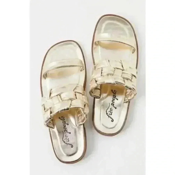 Free People Woven River Slip-On Sandals Size 38 Gold Color - Picture 4 of 6